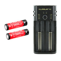 Chargeur Klarus K2 USB pour batteries Li-ion / IMR / Ni-Cd / Ni-MH + 2 batteries
